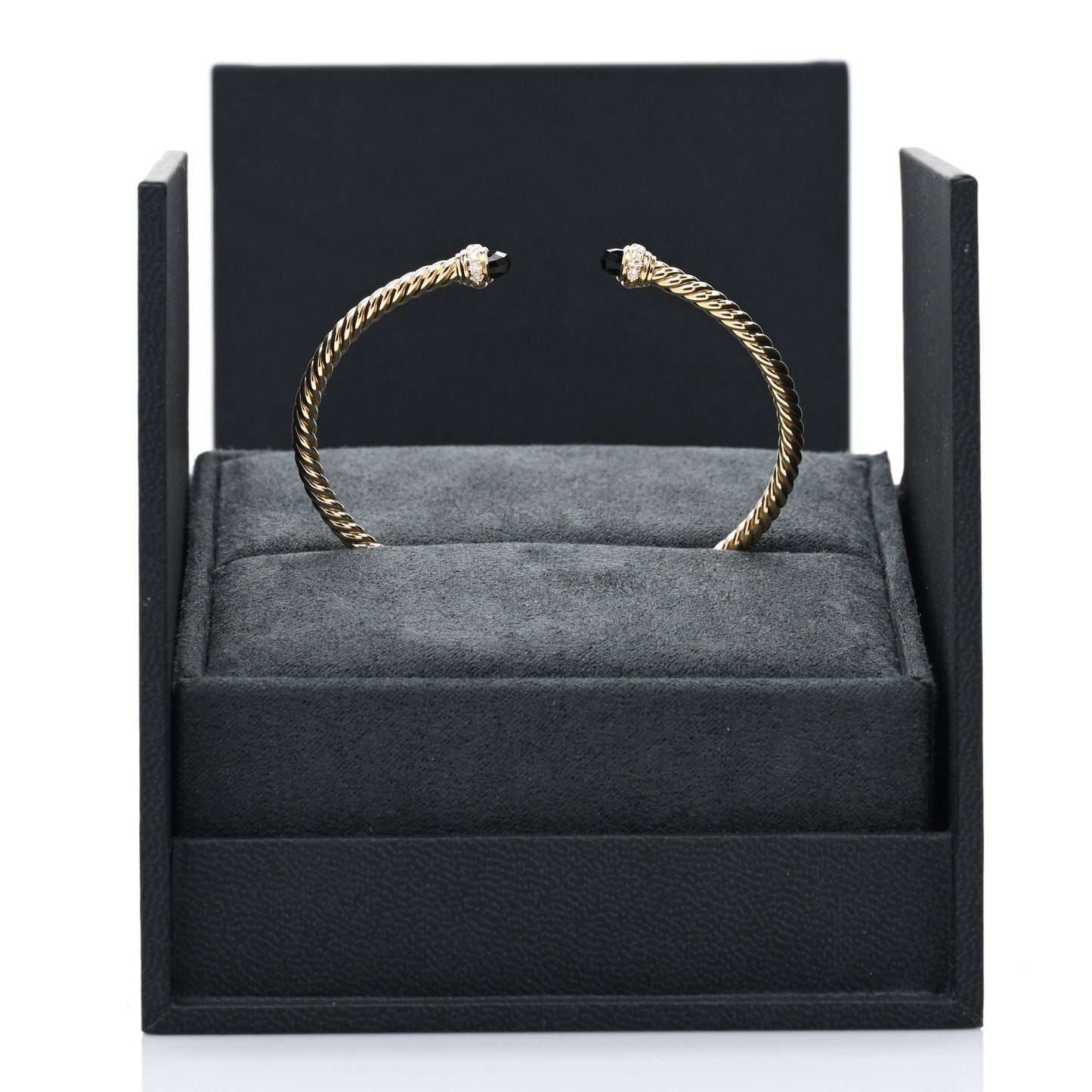 18K Yellow Gold Diamond Black Onyx 3mm Cablespira Bracelet