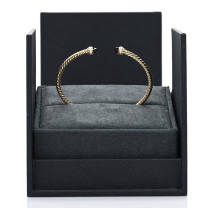 David Yurman 18K Yellow Gold Diamond Black Onyx 3mm Cablespira Bracelet 4 of 4