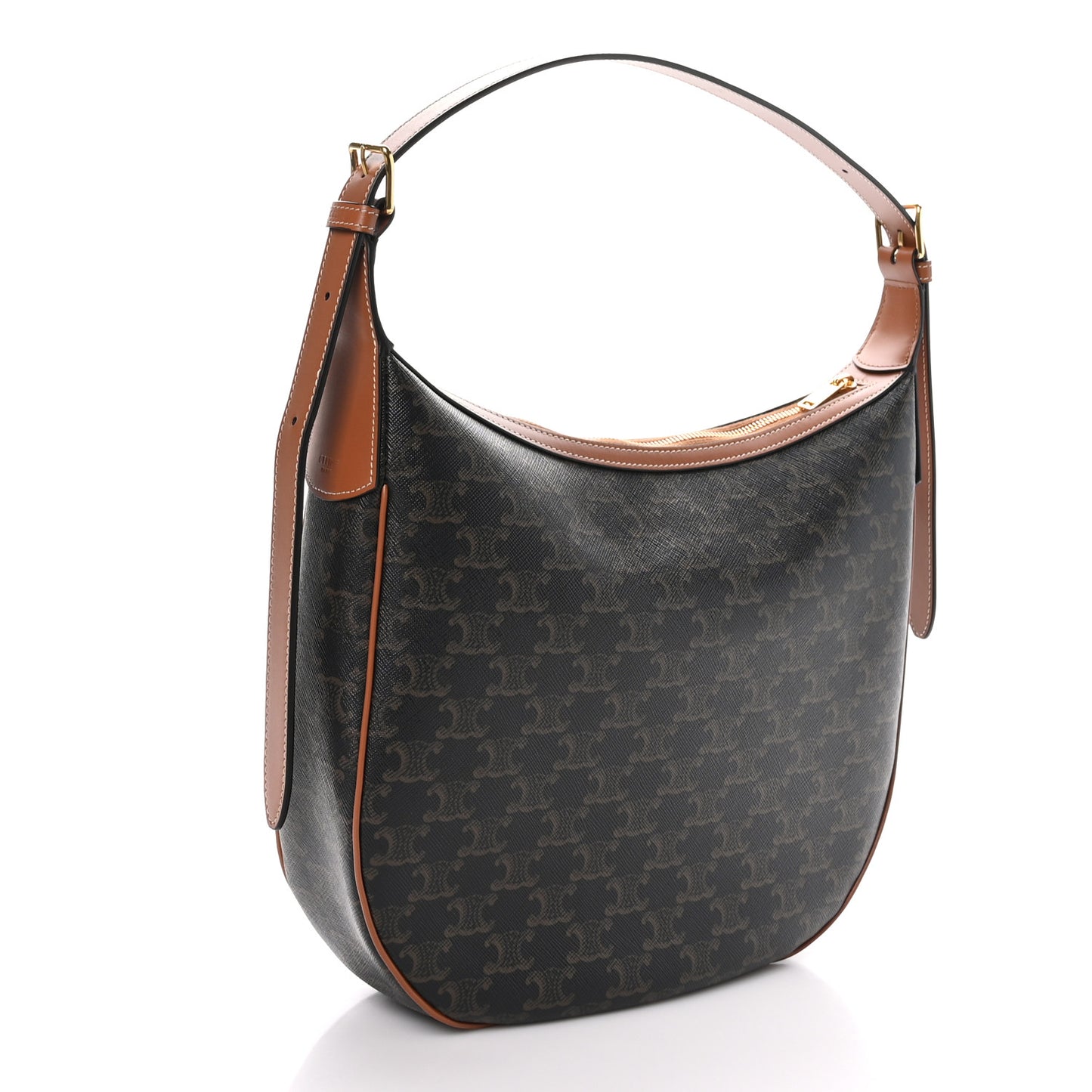 Calfskin Triomphe Canvas Heloise Shoulder Bag Tan
