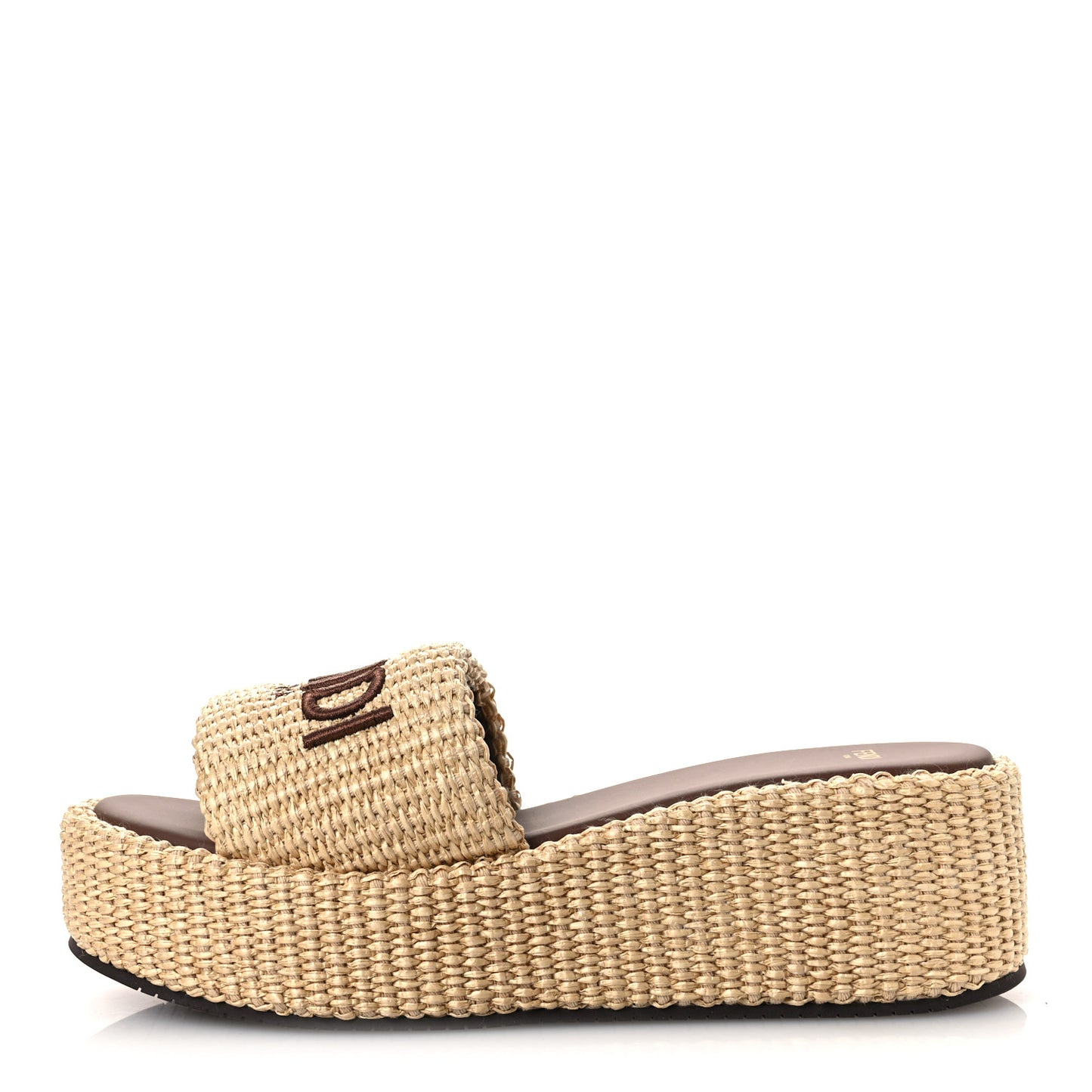Raffia Womens FF Sunshine Flatform Slide Sandals 39.5 Beige