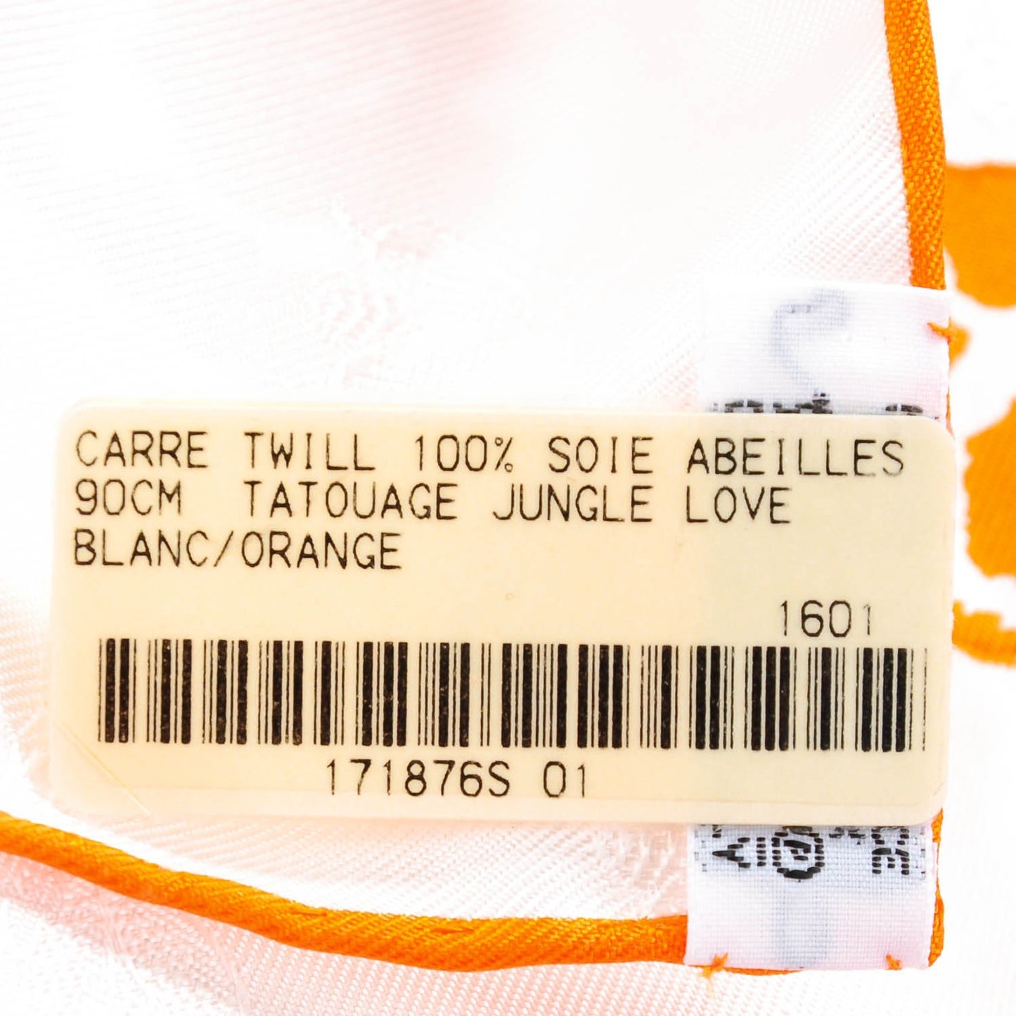 Silk Jungle Love Scarf 90 Blanc Orange
