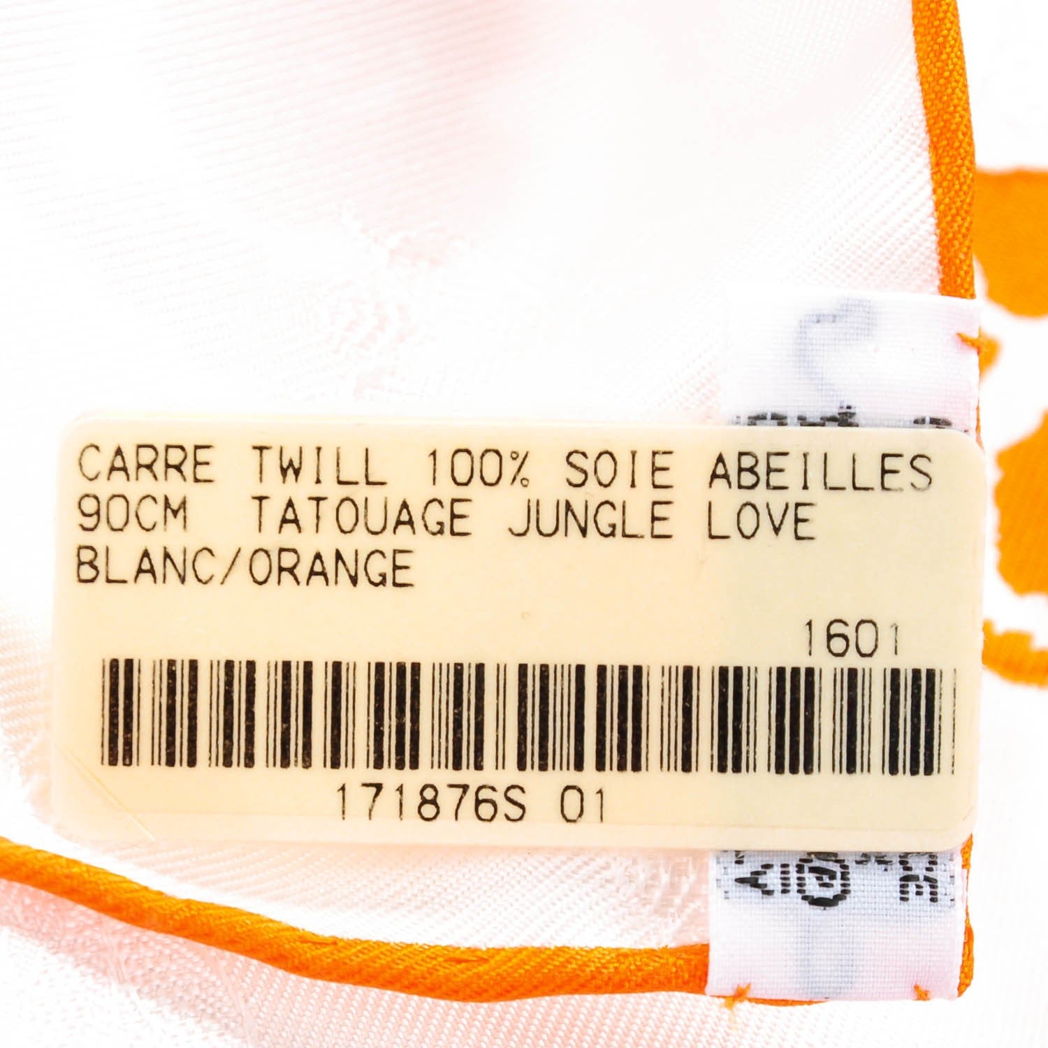 Hermes Silk Jungle Love Scarf 90 Blanc Orange 7 of 9