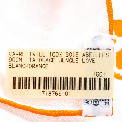 Hermes Silk Jungle Love Scarf 90 Blanc Orange 7 of 9