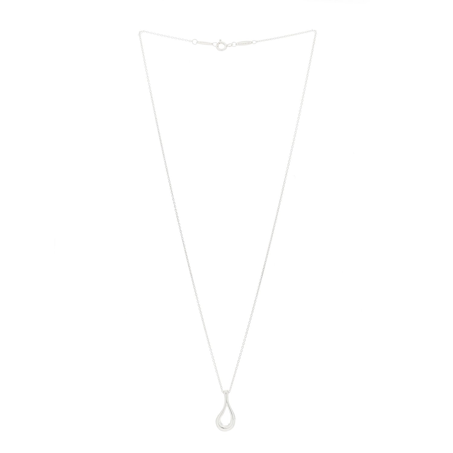 Tiffany Sterling Silver Elsa Peretti Open Tear Drop Pendant Necklace 2 of 4