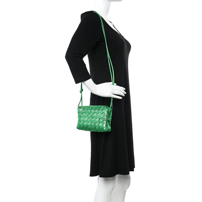 Bottega Veneta Metallic Calfskin Intrecciato Mini Loop Camera Bag Green 2 of 9
