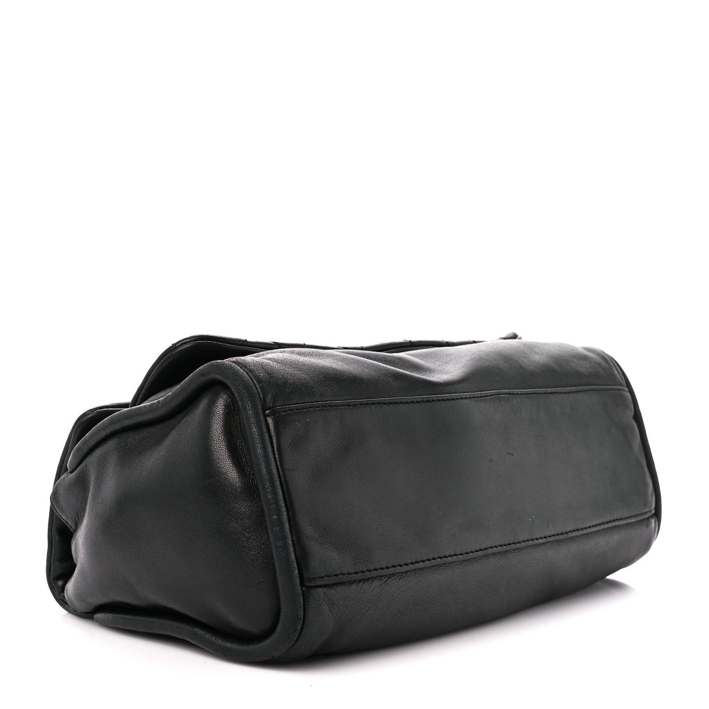Lambskin Quilted Large Mademoiselle Double Flap Black