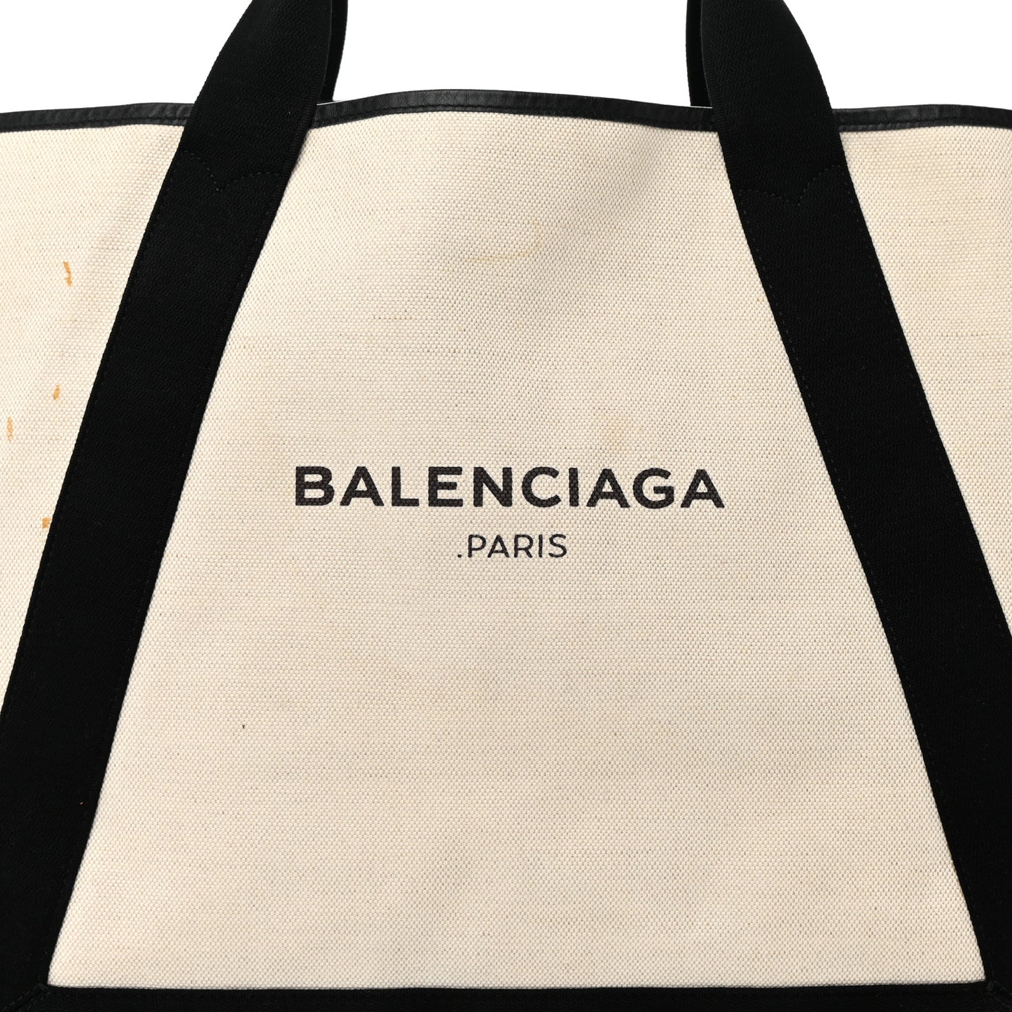 Cotton Canvas Calfskin M Navy Cabas Natural Black