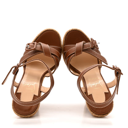 Christian Louboutin Calfskin Rope Zero Problem 140 Espadrille Wedges 35 Brown 2 of 10