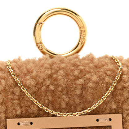 Fendi Shearling Nano Maxi Buckle Baguette Charm Camel 8 of 10