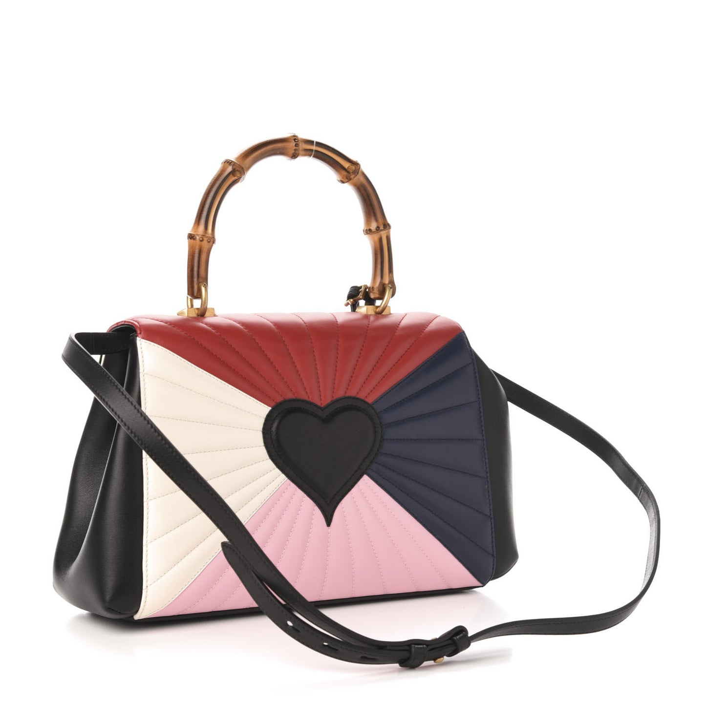 Calfskin Bamboo Trapuntata Queen Margaret Top Handle Bag Blue Agata Hibiscus Red Mystic White Sugar Pink