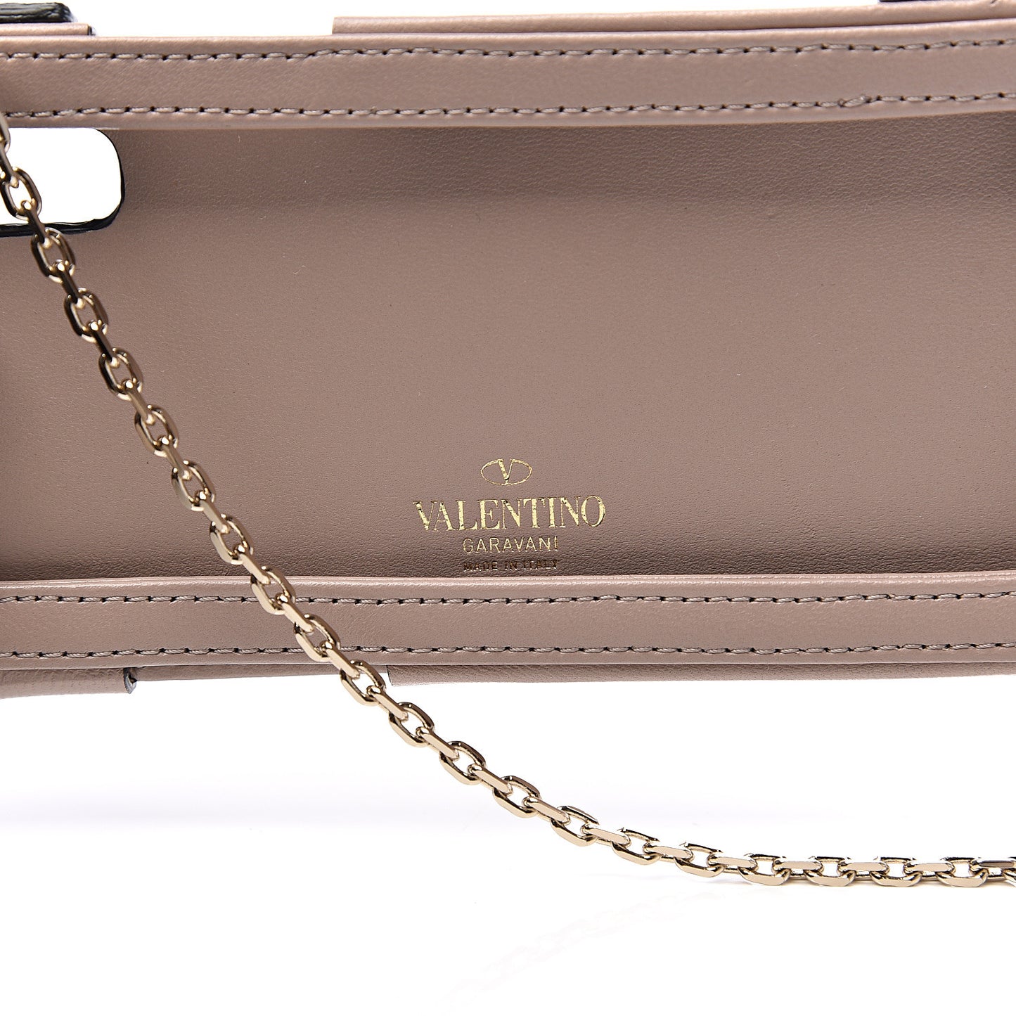 Calfskin Rockstud Spike iPhone X Phone Case With Chain Poudre