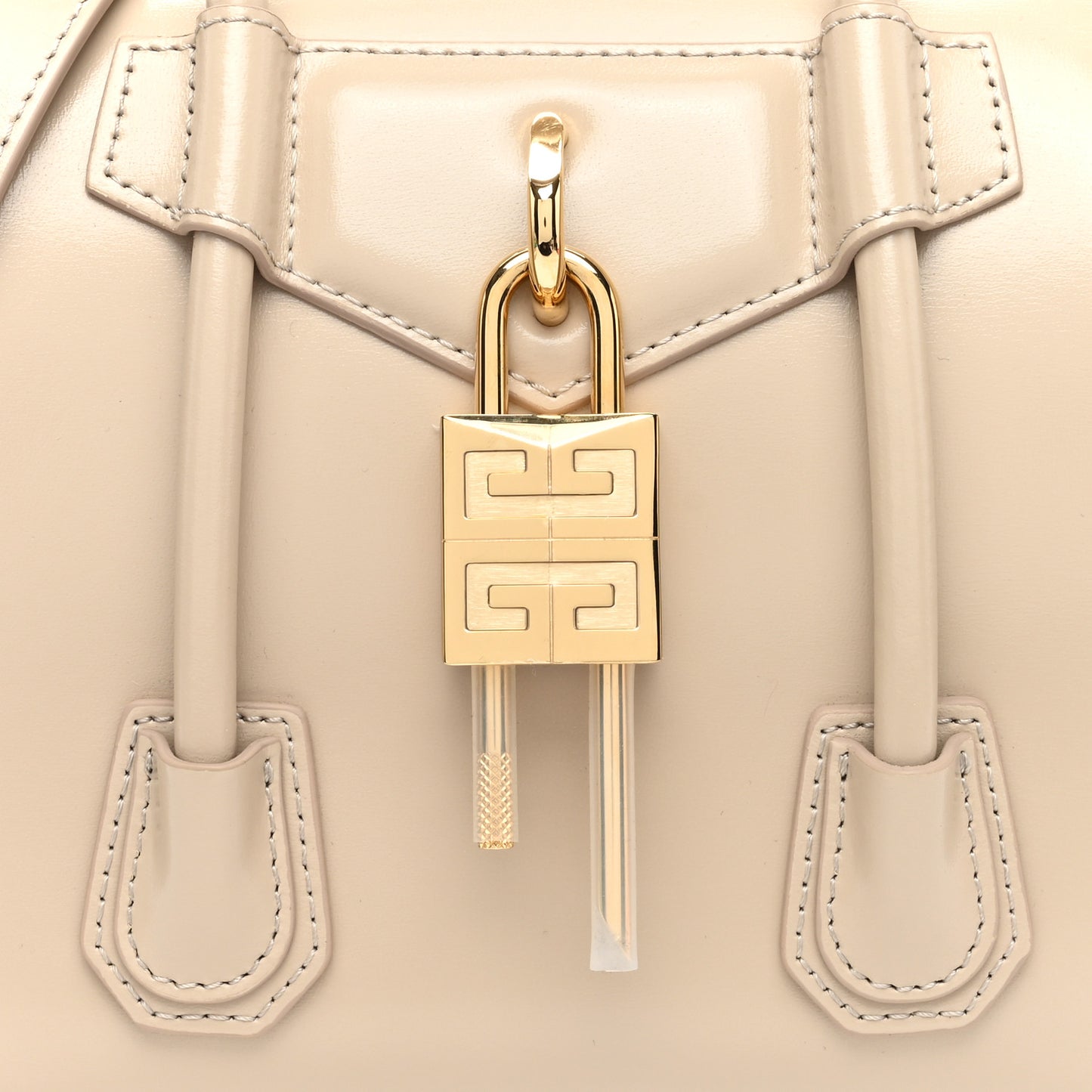 Box Calfskin Mini Lock Antigona Shoulder Bag Natural Beige