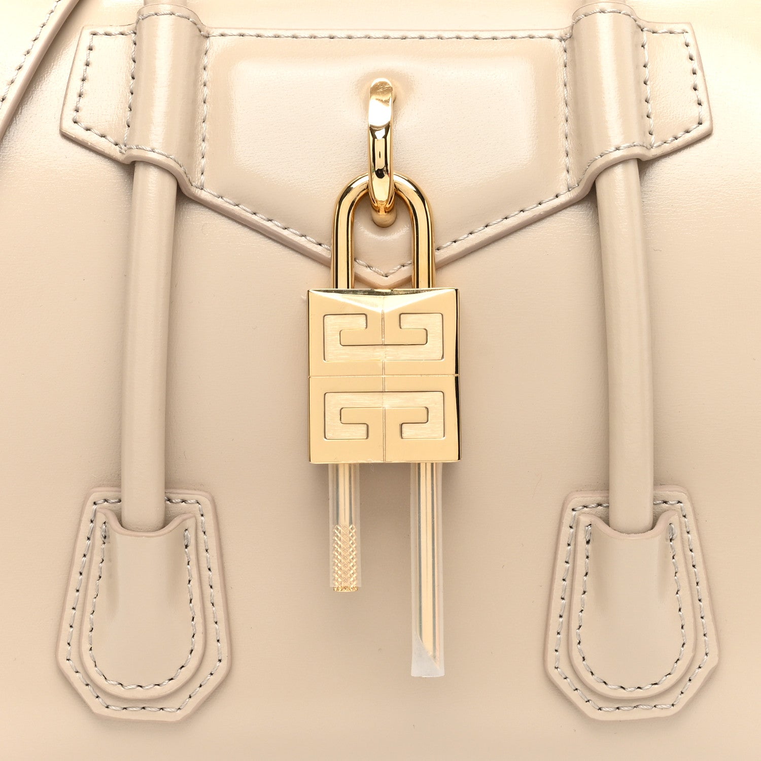 Givenchy Box Calfskin Mini Lock Antigona Shoulder Bag Natural Beige 7 of 9