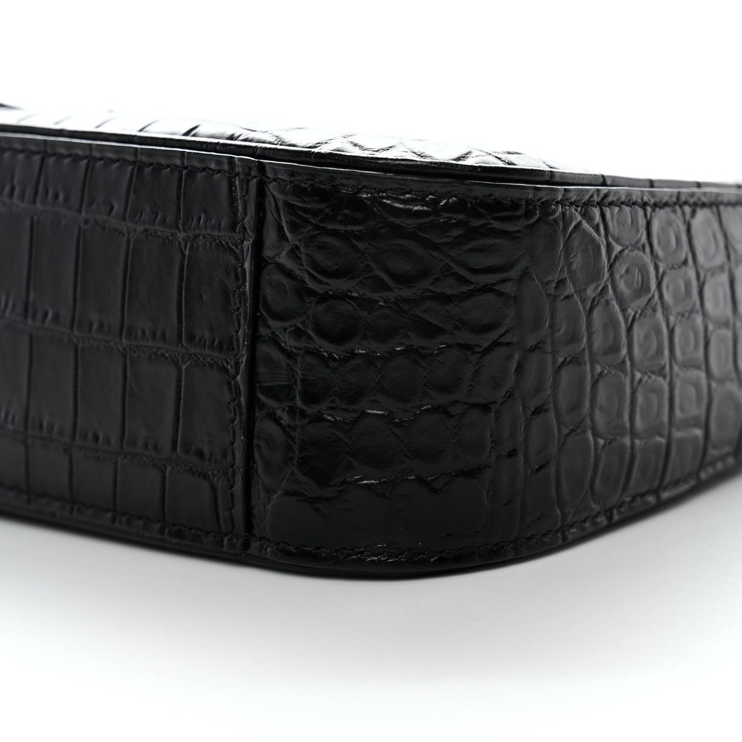 Saint Laurent Calfskin Crocodile Embossed LE 5 A 7 Hobo Black 9 of 11