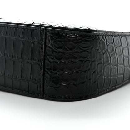 Saint Laurent Calfskin Crocodile Embossed LE 5 A 7 Hobo Black 9 of 11