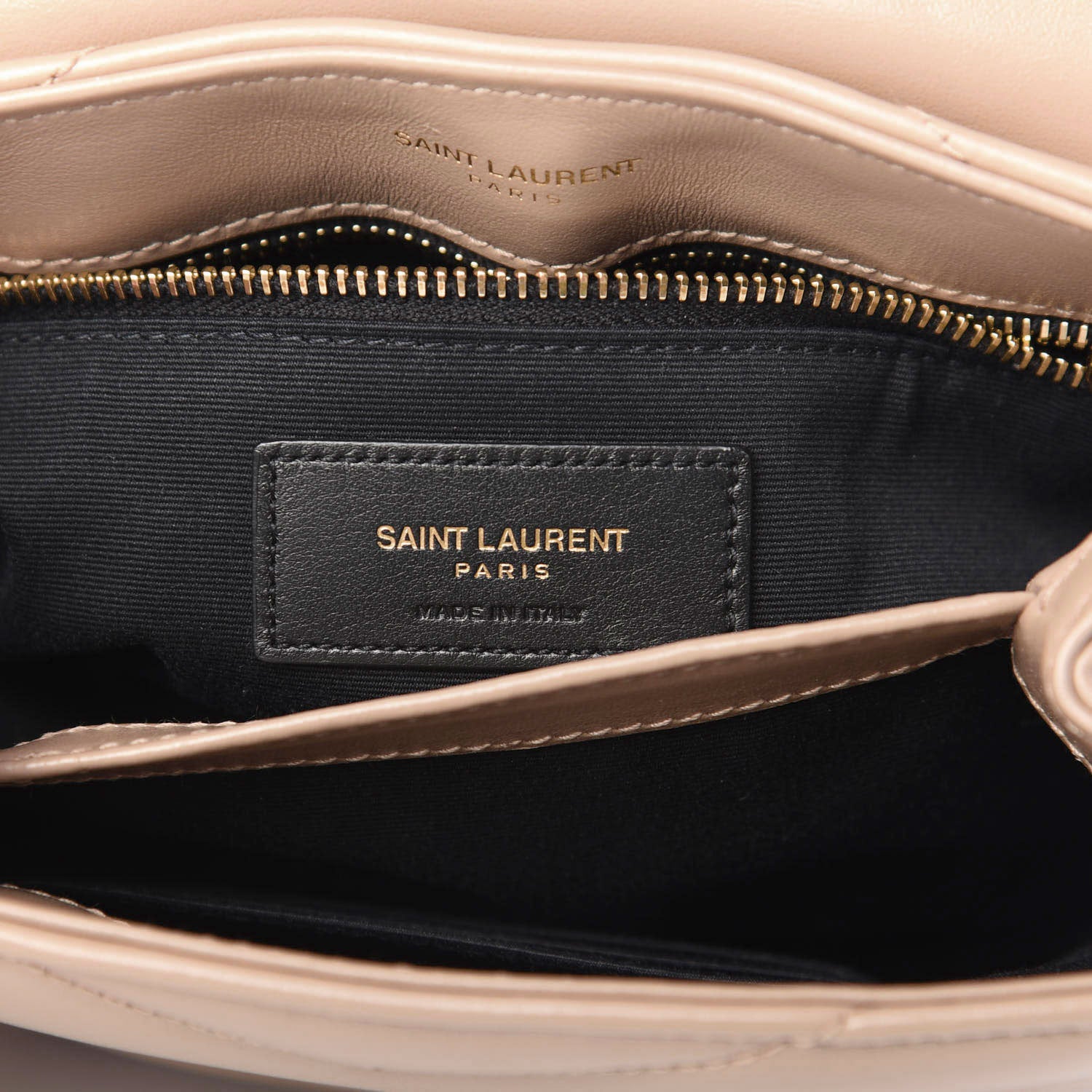 Saint Laurent Calfskin Y Quilted Monogram Toy Loulou Crossbody Bag Dark Beige 11 of 13