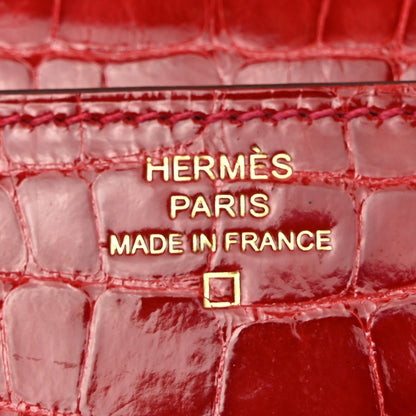 Hermes Shiny Alligator Constance Long Wallet Rouge Vif 6 of 9
