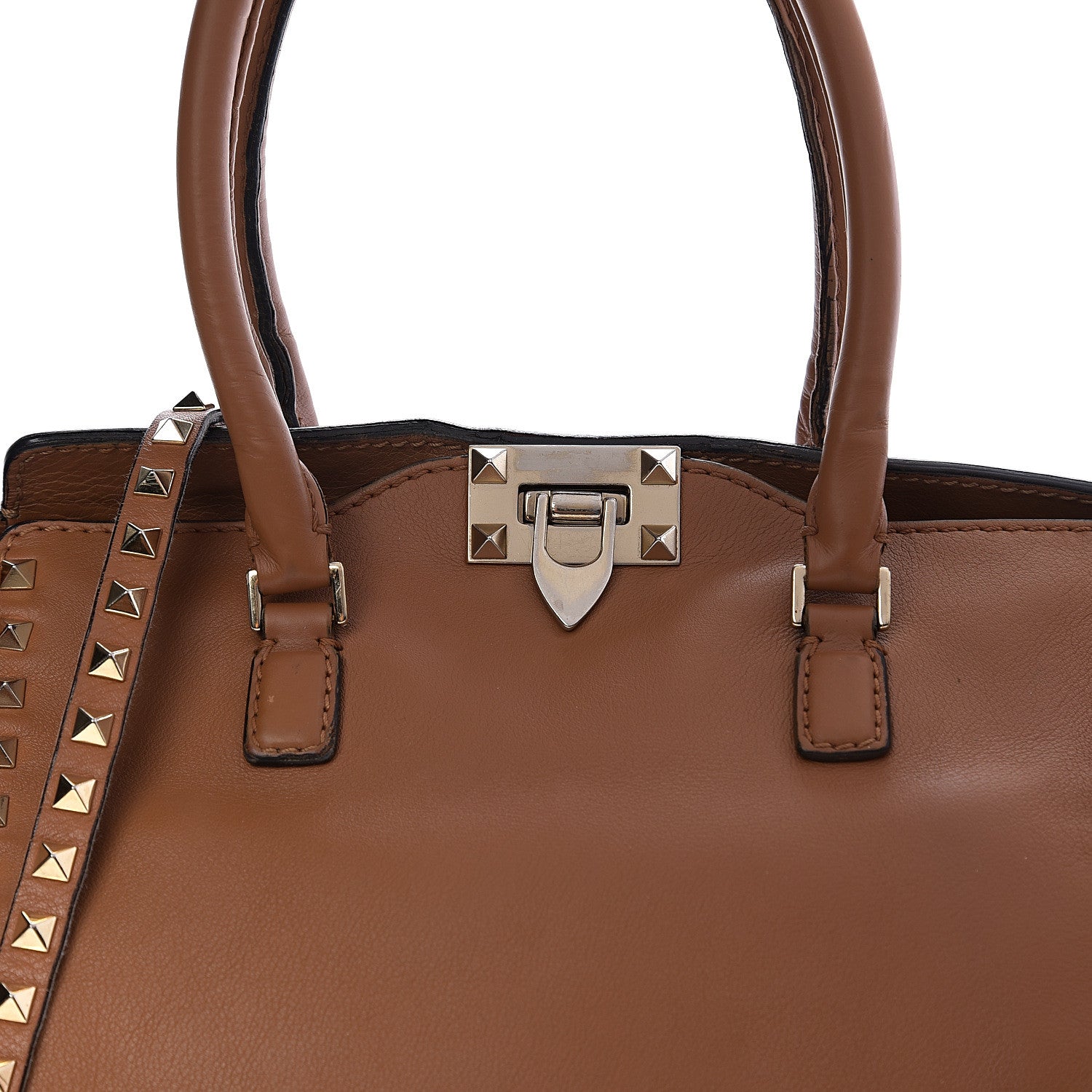 Valentino Garavani Calfskin Rockstud Double Handle Tote Light Cuir 8 of 13