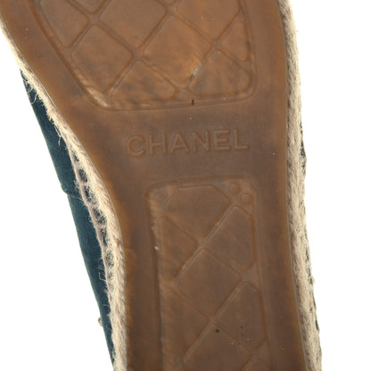Chanel Suede Pearl CC Espadrilles 36 Teal 6 of 8