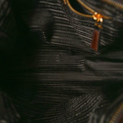 Prada Shiny Nappa Large Bonnie Shoulder Bag Dark Brown 5 of 12