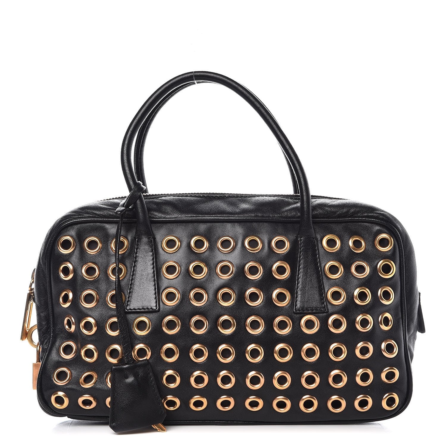 Prada Nappa Metal Grommet Bauletto Black 1 of 9