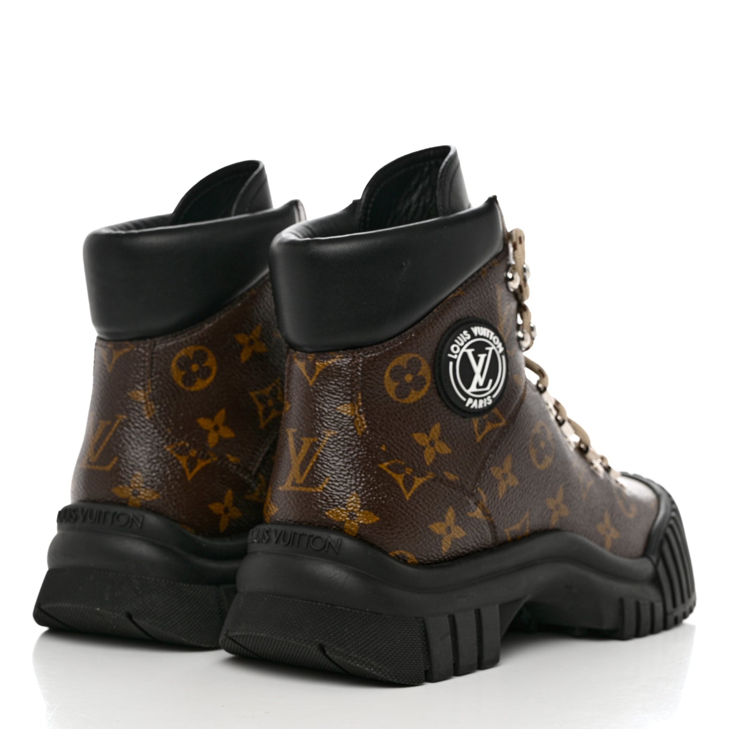 Calfskin Patent Monogram Ruby Flat Ranger Boots 39 Black