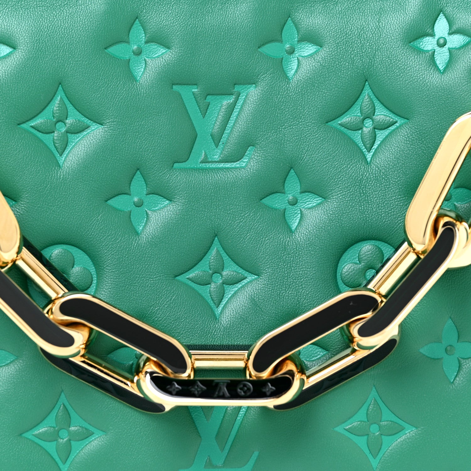 Louis Vuitton Lambskin Embossed Monogram Coussin BB Emeraude 8 of 11