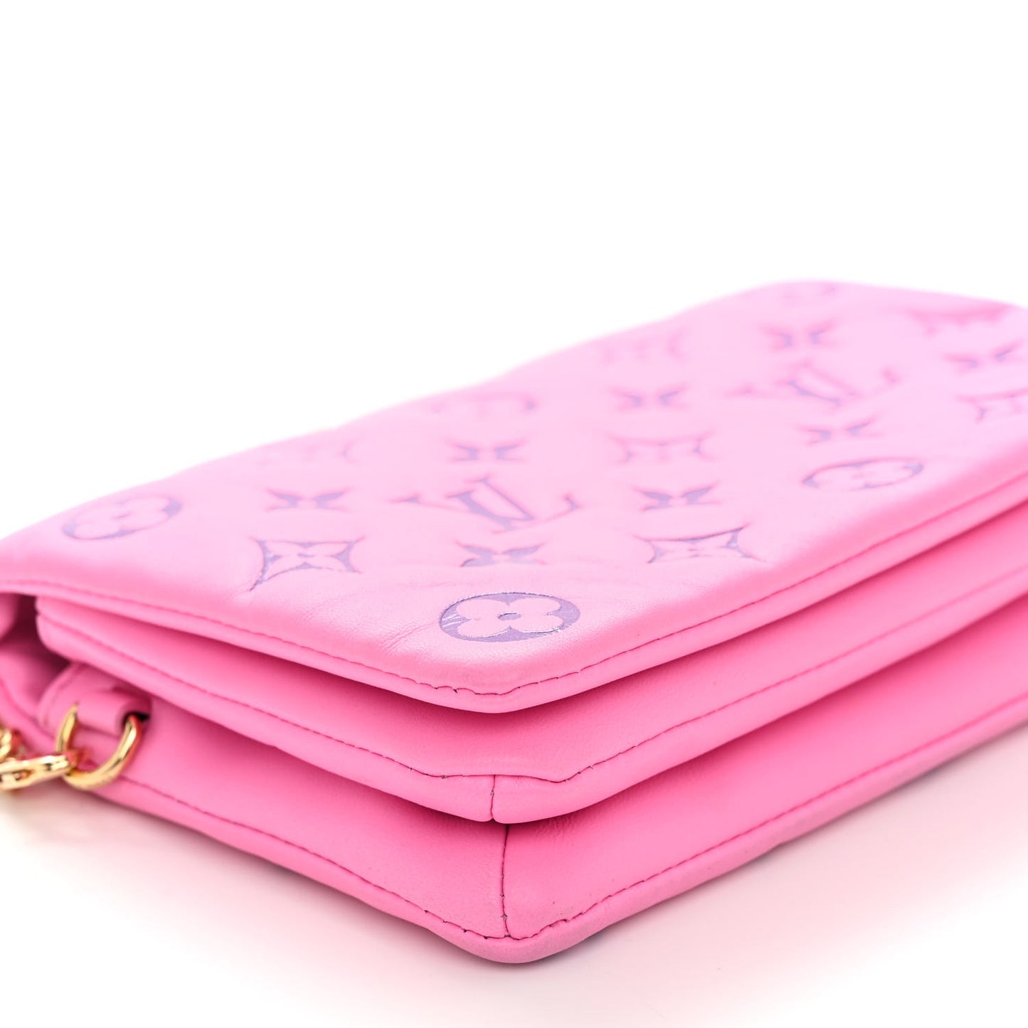 Lambskin Embossed Monogram Vuittamins Pochette Coussin Rose Violet