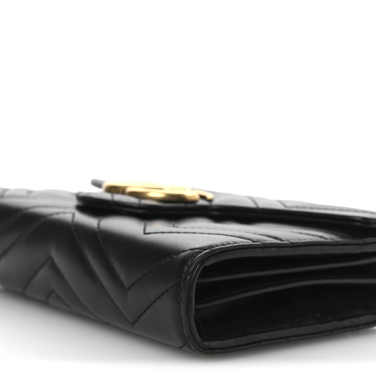 Gucci Calfskin Matelasse GG Marmont Chain Wallet Black 10 of 13