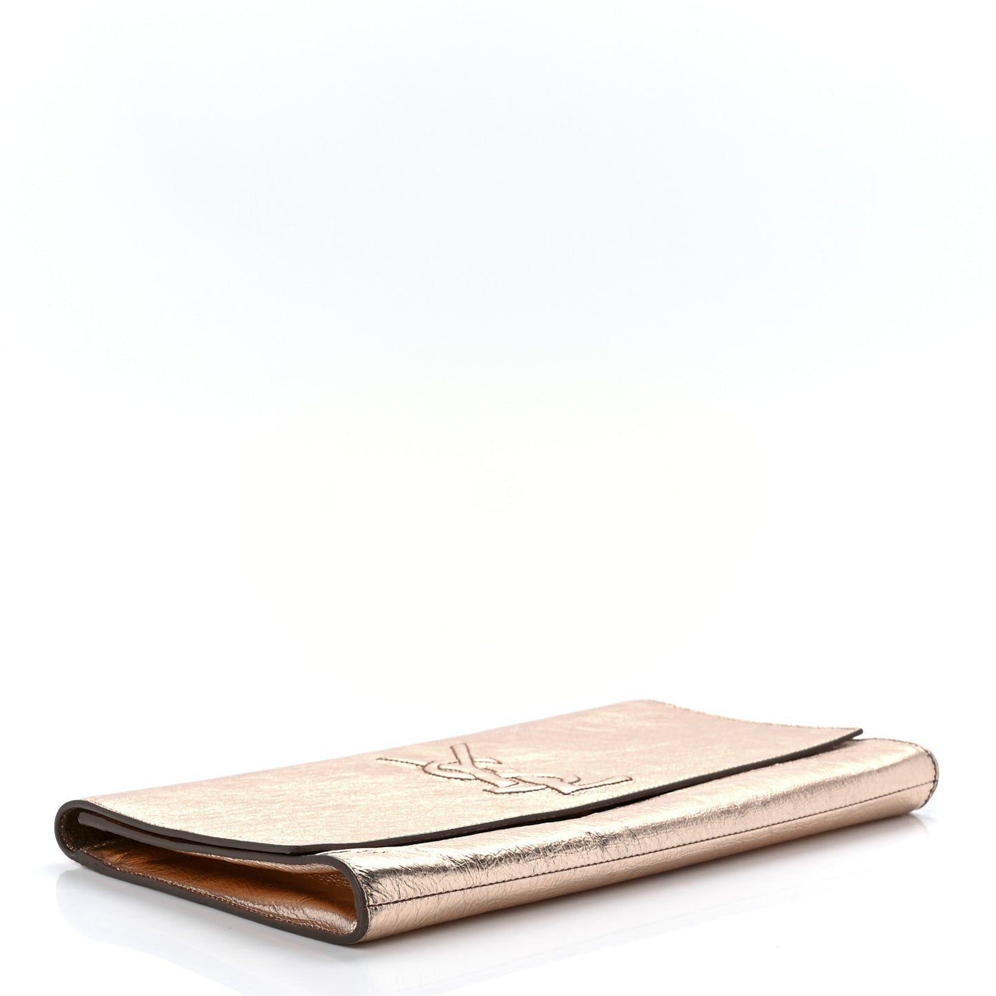 Metallic Calfskin Large Belle De Jour Clutch Rose Gold