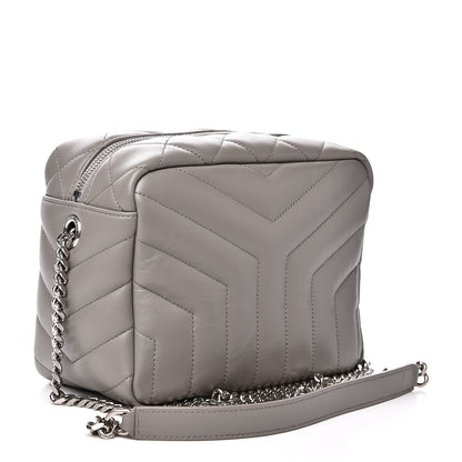 Saint Laurent Calfskin Y Quilted Monogram Small Loulou Bowling Bag Light Gray 2 of 10
