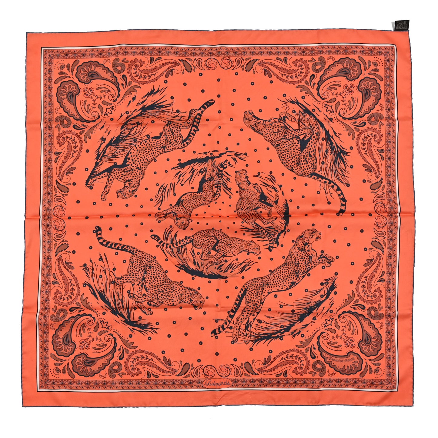 Silk Guepards Scarf 90