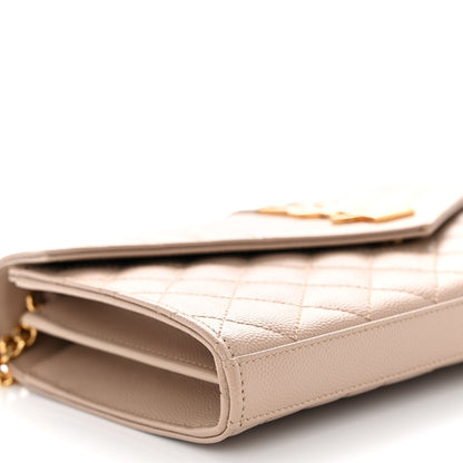 Saint Laurent Grain De Poudre Mixed Matelasse Triquilt Monogram Chain Wallet Dark Beige 8 of 9