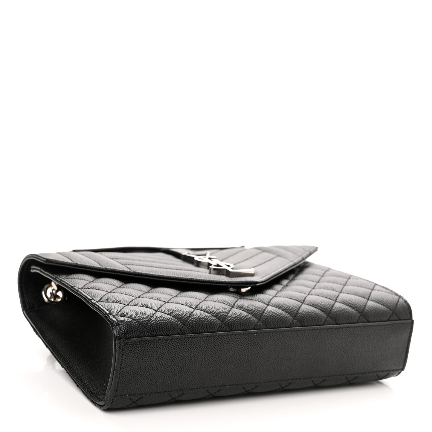Grain De Poudre Textured Mixed Matelasse Triquilt Medium Monogram Satchel Black