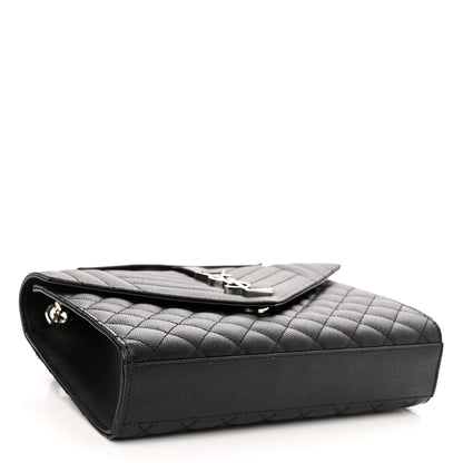 Saint Laurent Grain De Poudre Textured Mixed Matelasse Triquilt Medium Monogram Satchel Black 3 of 10