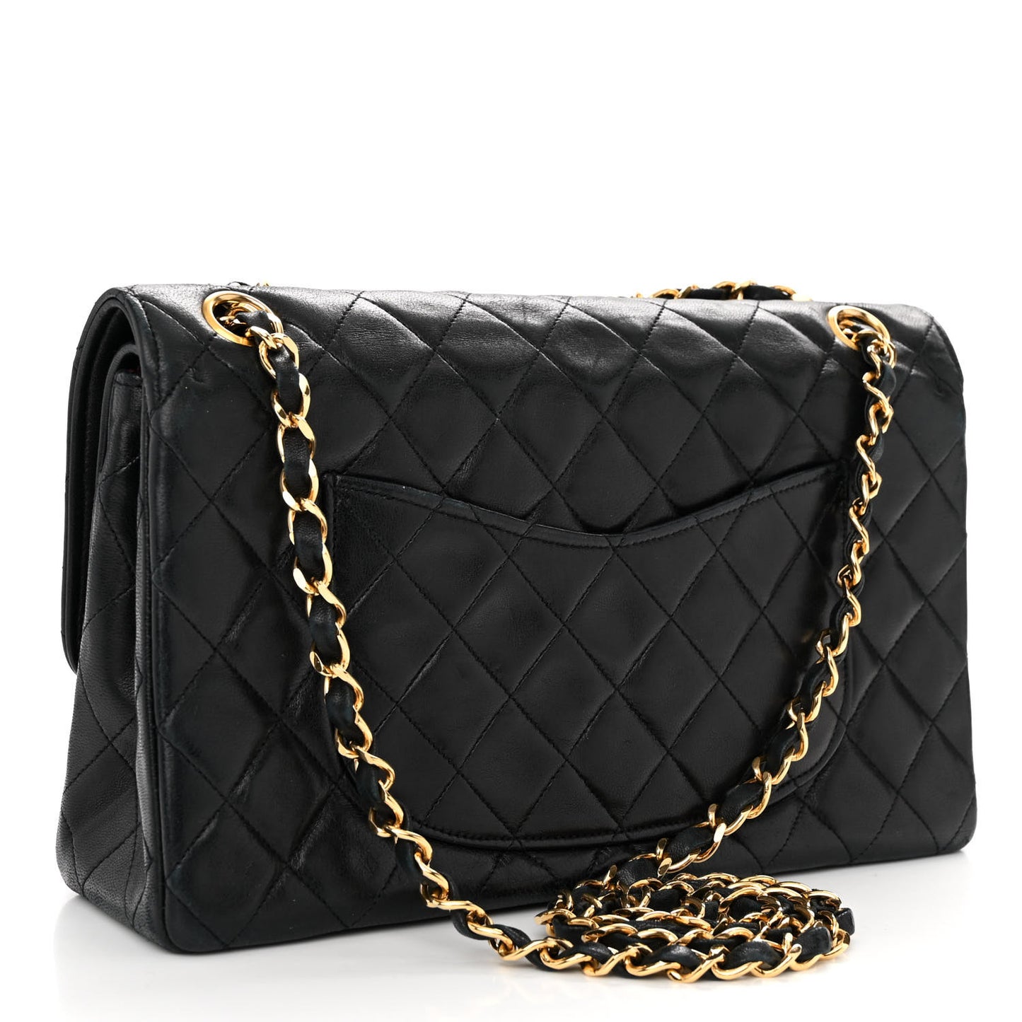 Lambskin Quilted Medium Double Flap Black