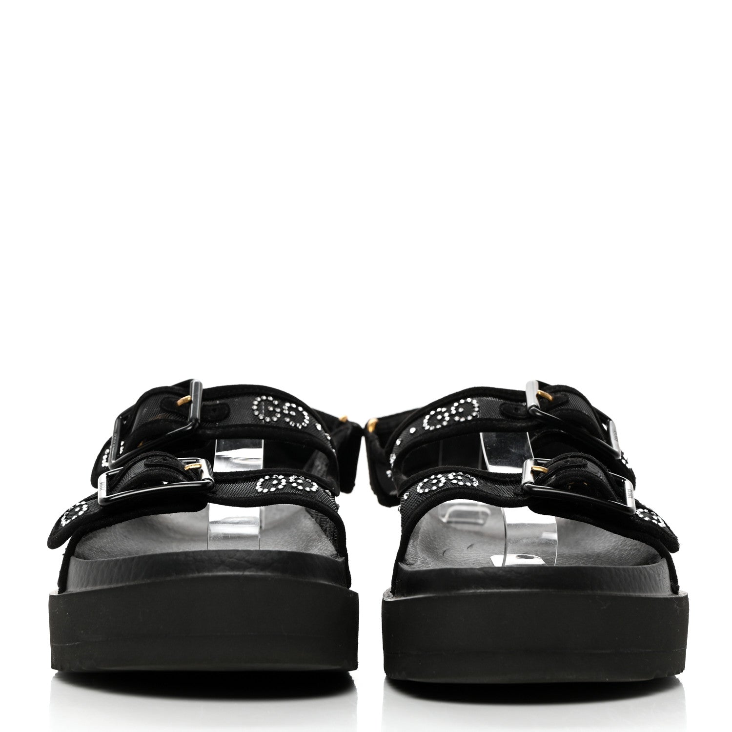 Gucci Tela Retino Kid Scamosciato Crystal GG Monogram Womens Dad Sandals 39 Black 2 of 8