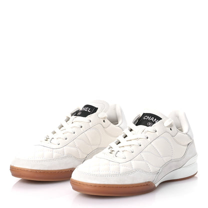 Chanel Suede Calfskin Quilted Sneakers 36 White 4 of 9