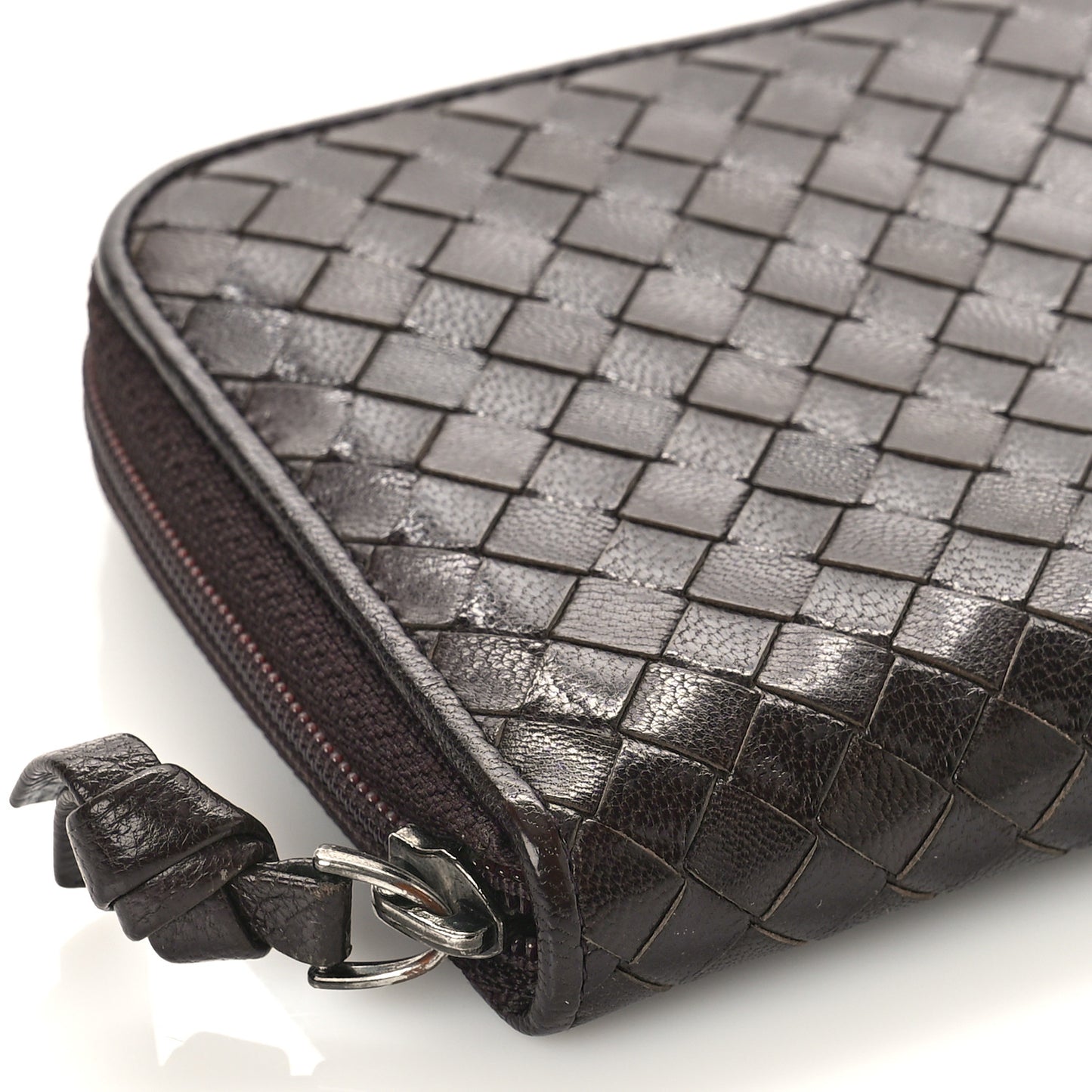 Nappa Intrecciato Zip Around Wallet Ebano