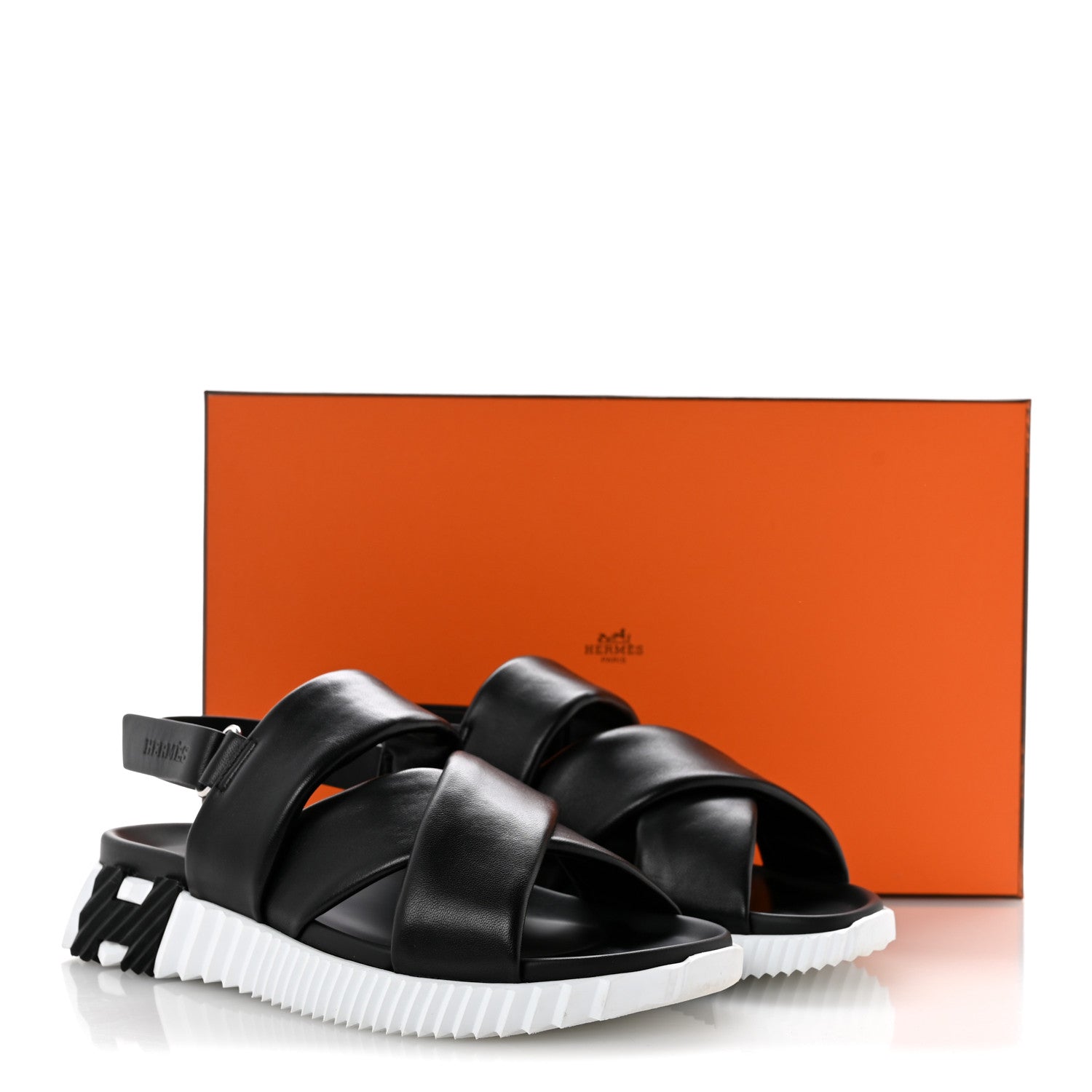 Hermes Calfskin Womens Electric Sandals 38.5 Black 10 of 10