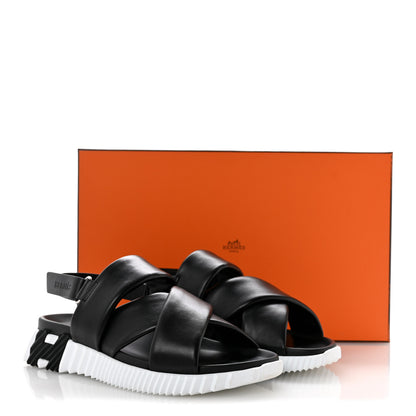 Hermes Calfskin Womens Electric Sandals 38.5 Black 10 of 10