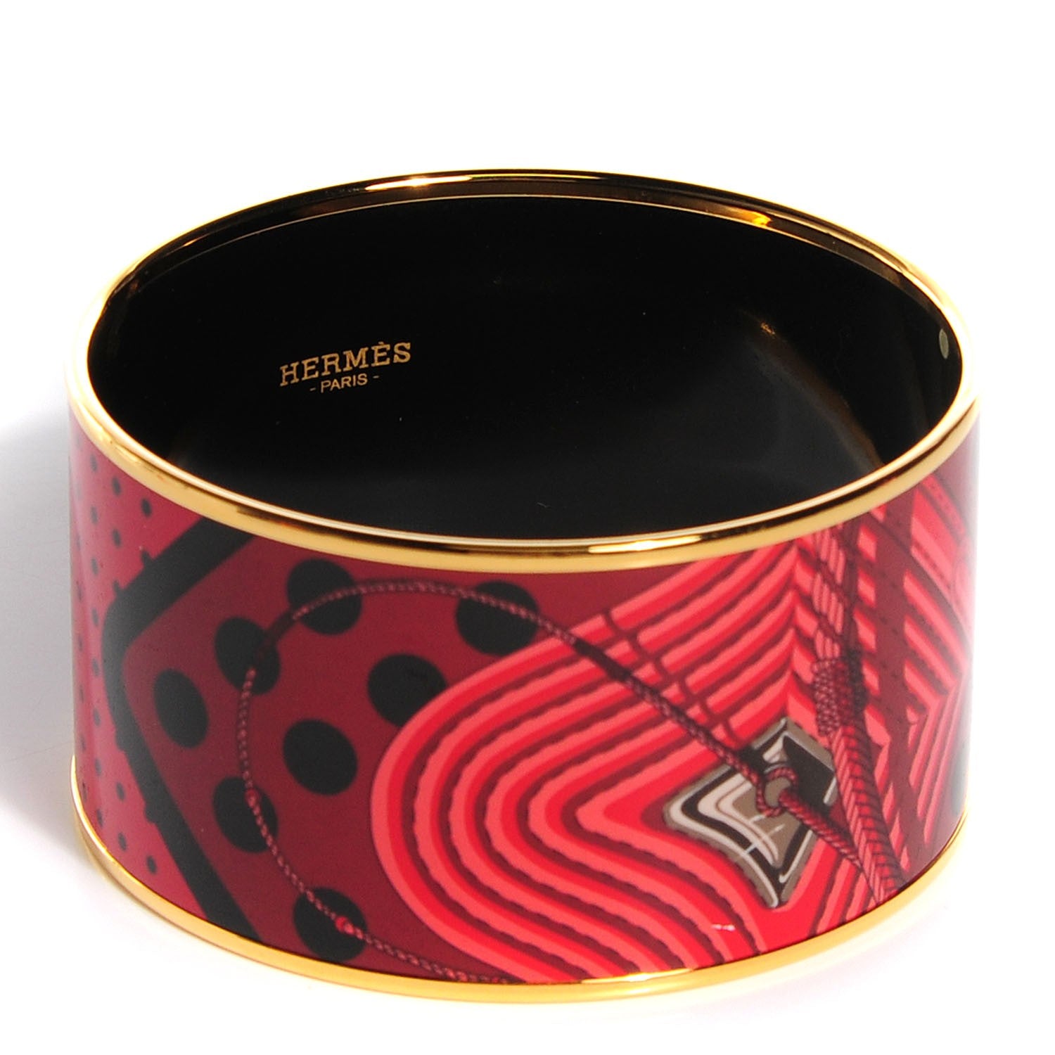 Hermes Enamel Printed Clic Clac A Pois Extra Wide Bracelet 70 Monorouge 4 of 7