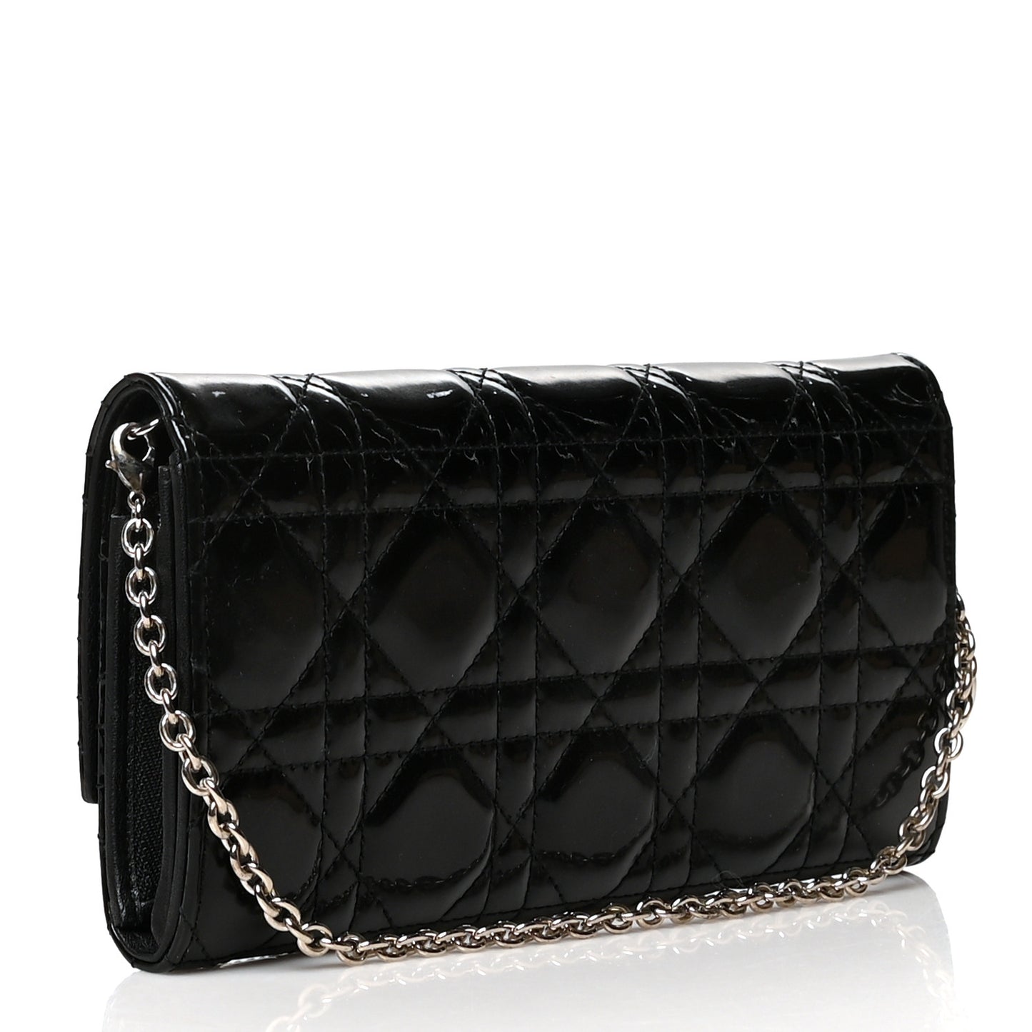 Patent Cannage Lady Dior Rendezvous Wallet On Chain Black Black