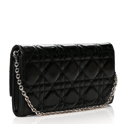 Christian Dior Patent Cannage Lady Dior Rendezvous Wallet On Chain Black Black 4 of 11