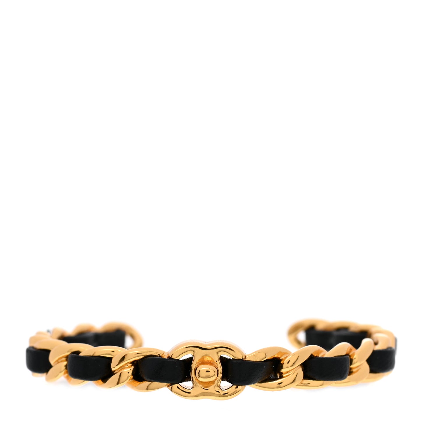 Lambskin More Is More Cuff Bracelet Black Gold