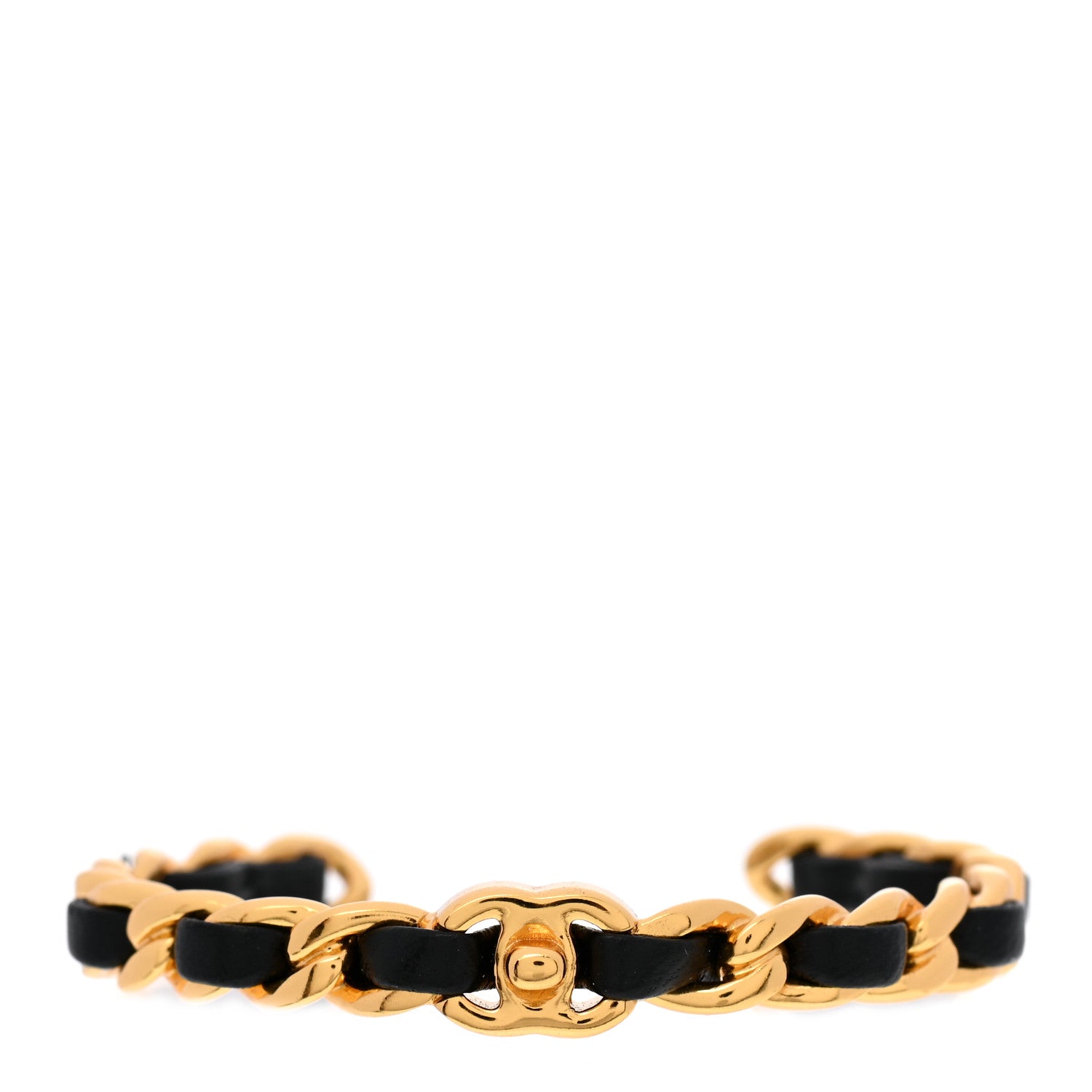 Chanel Lambskin More Is More Cuff Bracelet Black Gold 1 of 5