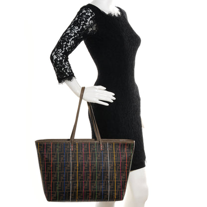 Fendi Zucca Spalmati Striped Large Roll Tote Tobacco Multicolor 2 of 9