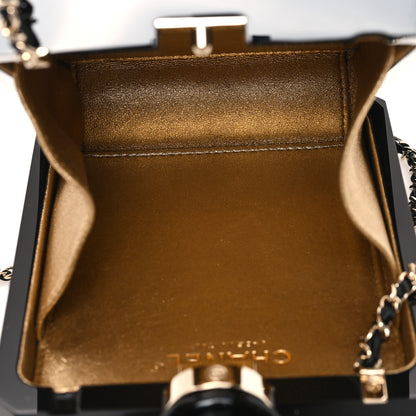 Chanel Plexiglass Perfume Bottle Clutch Black Gold 5 of 12
