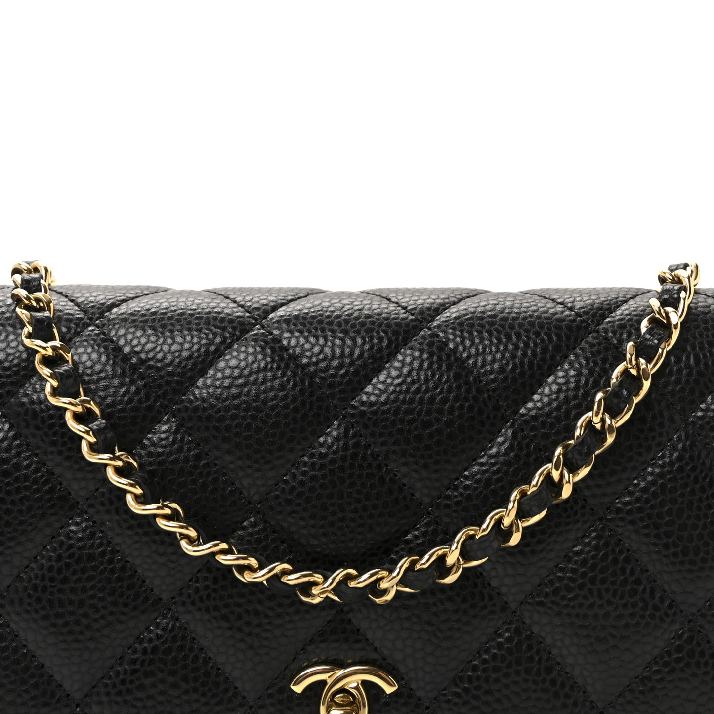 Caviar Quilted CC Turnlock Wallet On Chain WOC Black