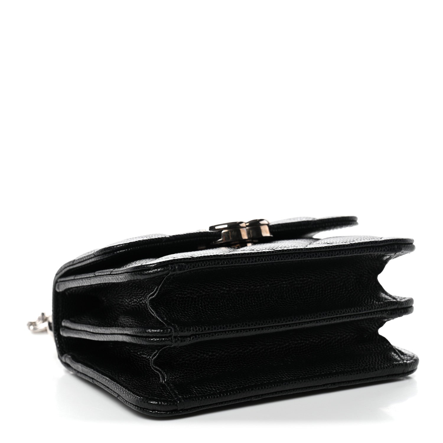 Chanel Caviar Quilted Enamel Top Handle Flap Clutch With Chain Black 4 of 11